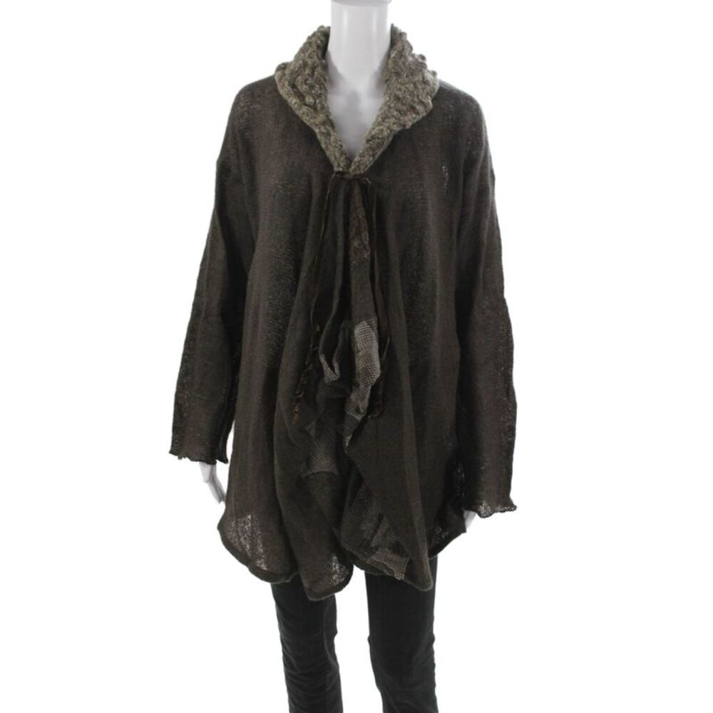 Marilu Women Collared Brown Cardigan Long Sleeve Polyacrylic Size XL